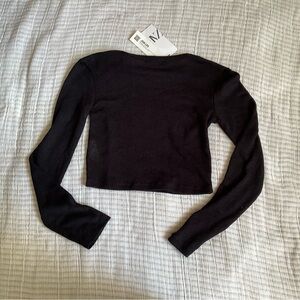 Zara Black Long Sleeve Crop Top